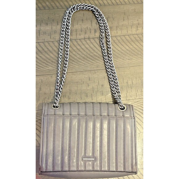 Rebecca Minkoff purse shoulder bag grey Quilted Chain Love zip fall Crossbody - Picture 1 of 8